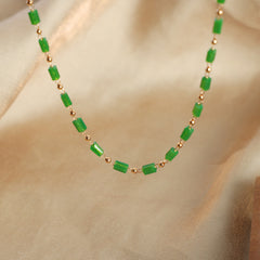 Green Crystal Bead Necklace & Bracelet
