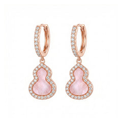 Nicolette Dainty Pink Mother-of-Pearl Pavé Gourd Stud Earrings