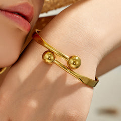 Gold-Tone Twin Ball Open Cuff