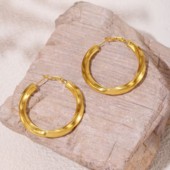 18K Gold-Plated Textured Hoop Earrings