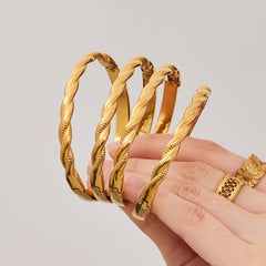 18K Gold-Plated Twisted Band Bangle