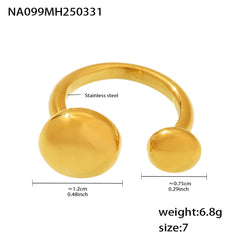 18K Gold-Plated Round Disc Open Ring