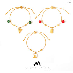 18K Gold-Plated Agate Charm Bracelet