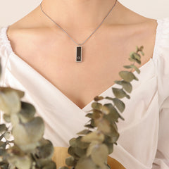 Black Acrylic Rectangle Tag Necklace