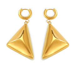 Gold-Tone Sculptural Triangle Drop Earrings