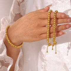 Polished Bead Sliding Clasp Bracelet