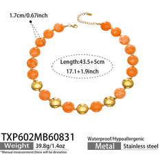Color Resin Bead Necklace and Bracelet