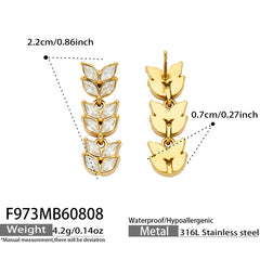 Gold-Tone Cubic Zirconia Leaf Ear Climbers