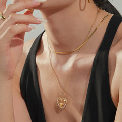 18K Gold-Plated Heart Cubic Zirconia Pendant Necklace & Chain