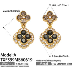 18K Gold-Plated Color Four-Petal Cubic Zirconia Jewelry