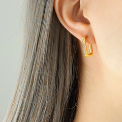 Cubic Zirconia Rectangular Hoop Earrings