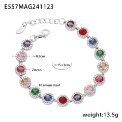Heart & Round Cubic Zirconia Necklace & Bracelet