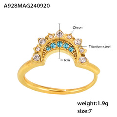 Sun or Moon Cubic Zirconia Open Ring