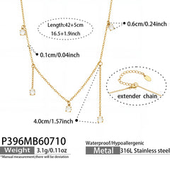 18K Gold-Plated Cat and Geometric Y-Drop Necklaces