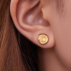 18K Gold-Plated Spiral Shell Stud Earrings