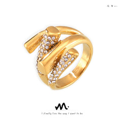 Sparkling Sculptural Crossover Ring