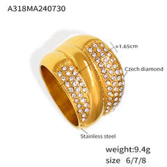 18K Gold-Plated Multi-Row Stone-Accent Ring