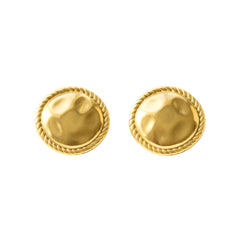 18K Gold-Plated Hammered Disc Stud Earrings