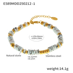 18K Gold-Plated Natural Stone Disc Bead Bracelet