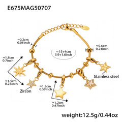 Cubic Zirconia Heart and Celestial Charm Bracelet