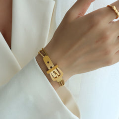 18K Gold-Plated Buckle Mesh Chain Bracelet