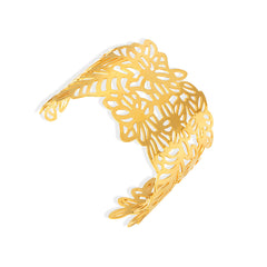 18K Gold-Plated Floral Openwork Cuff Bracelet