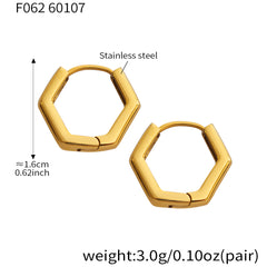 Gold-Tone Hexagonal Hoop Earrings