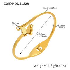Floral & Butterfly Stainless Steel Bangle Bracelets