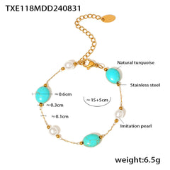Turquoise and Faux Pearl Station Jewelry