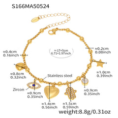 Gold-Tone Cubic Zirconia Charm Bracelet or Anklet