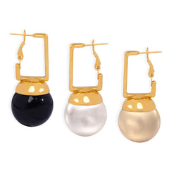 Gold-Tone Round Bead Drop Earrings