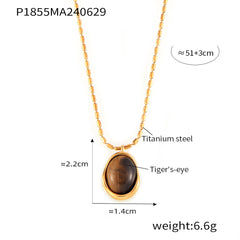 Tiger Eye Pendant Necklace & Flat Chain