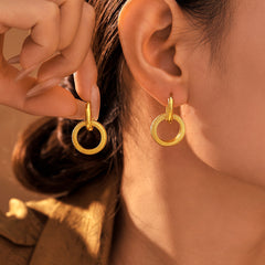 Textured Double-Circle Drop Earrings