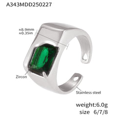 Rectangular Cubic Zirconia Open Ring