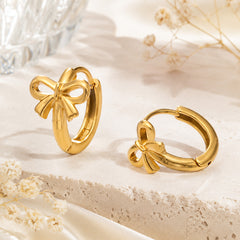 Bow Accent Hoop Earrings