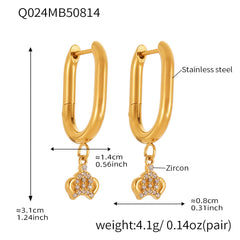 Crown Charm Hoop Earrings