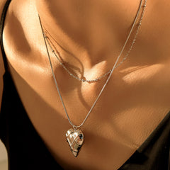 18K Gold-Plated Quilted Heart Necklace or Separate Chain