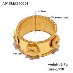 Embossed Floral Ring & Bangle Bracelet