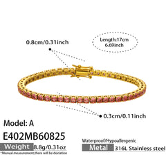 Cubic Zirconia Stainless Steel Tennis Bracelets
