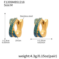 18K Gold-Plated X-Design Cubic Zirconia Hoop Earrings