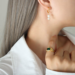 Freshwater Pearl Double-Drop Hoop Earrings