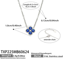 Color Four-Petal Cubic Zirconia Necklace and Earrings