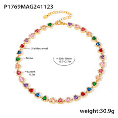 Heart & Round Cubic Zirconia Necklace & Bracelet