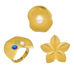 Sculptural Star, Petal or Pearl-Look Statement Ring