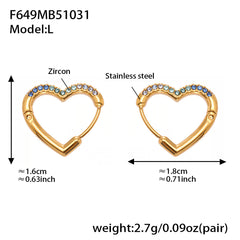 18K Gold-Plated Heart Cubic Zirconia Hoop Earrings