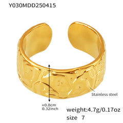 Gold-Tone Textured Stainless Steel Open Rings