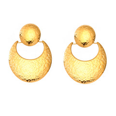 Hammered Crescent Stainless Steel Drop Earrings