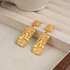 Textured Rectangular Drop Earrings