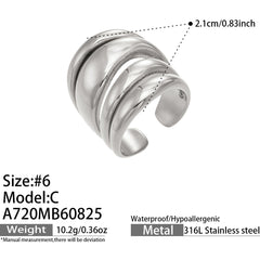 Polished Sculptural Stainless Steel Rings