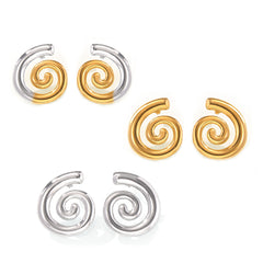 Spiral Stainless Steel Stud Earrings